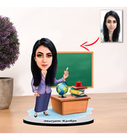 Kisiye Özel Karikatür Kadın Öğretmen Biblo x1