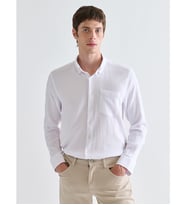 LCWAIKIKI Classic Beyaz Regular Fit Uzun Kollu Armürlü Erkek Gömlek
