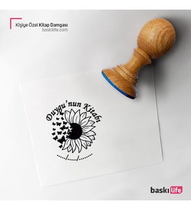 Papatya Kelebek Kişiye Özel Kitap Damgası Kitap Mührü Kaşe Kitap Mühür Özel Damga 422