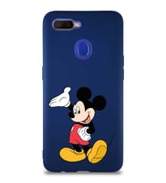 Oppo AX7 Soft Premier Kapak Mickey Mouse-C Tasarımlı Silikon Kılıf - Lacivert (Şeffaf)