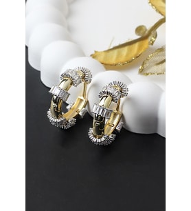 Halka Baget Silver Beyaz Zirkon Taşlı 925 Ayar Gümüş Küpe