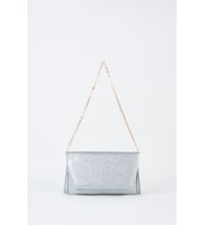 Kadın Gümüş Simli Zarf Tasarım 2 Bölmeli Mini Zincir Askılı Çıt Çıt Kapama Clutch Ve El Çantası