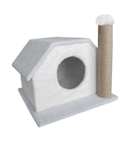 Markapet Tırmalamalı Kedi Klubesi 33 x 40 x 45 cm Gri-Beyaz