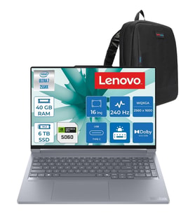 Lenovo Thinkbook 16P Iax Intel Core Ultra 7 255HX 40GB Ddr5 Ram 6tb SSD RTX5060 8gb 115W Freedos 16" Wqxga (2560X1600) IPS 500NITS 240Hz Laptop T21R0001LTXF23 + Zetta Çanta