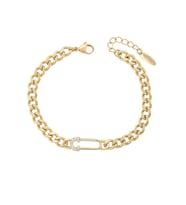 Zirkon Taşlı Modern Kilit Formlu 14 Ayar Altın Kaplama Kadın Bileklik (Gold)