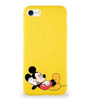 Apple iPhone SE 2020 Soft Premier Kapak Mickey Mouse-F Tasarımlı Silikon Kılıf - Sarı (Şeffaf)