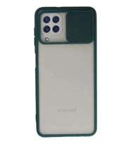 Durukar® Samsung Galaxy A22 Kılıf Palm Buzlu Kamera Sürgülü Silikon - Yeşil