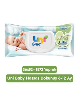 Uni Baby Hassas Dokunuş Islak Mendil 36x52 1872 Yaprak