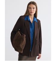 LCW STUDIO Kahverengi Kruvaze Yaka Desenli Kadın Blazer Ceket