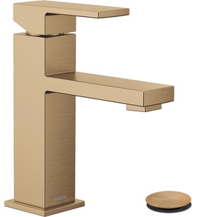 Moen Revyl Bronz Altın Tek Kolu Tek Delikli Modern Banyo Lavabo Bataryası Opsiyonel Deckplate Ve Yay