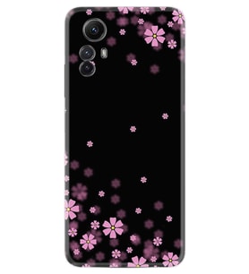 Xiaomi Redmi Note 12S Kılıf Resimli Desenli Baskılı Silikon Black flowers 1391