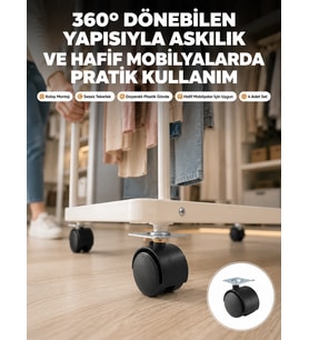 Mey İthalat® 4 cm Kilitsiz Tekerlek Ayak Seti Zemin Koruyucu