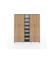 Arges Gardrop 13 Raflı 6 Çekmeceli 2 Askılı 220x30x243 Antrasit-Çam