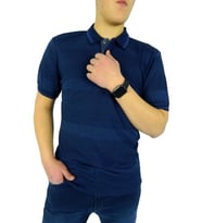 NAYKI ERKEK POLO YAKA RİNGEL JAKARLI T-SHİRT 19052 BGL-ST01043 (İndigo)