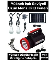 Premium Beyaz Aydınlatmalı Telefon Şarj Edilen Solar Güneş Enerji Fener Işıldak 2 Florasan Led Ampül