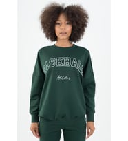 Maraton Sportswear Oversize Kadın Bisiklet Yaka  Uzun Kol Basic Yeşil Sweatshirt 22185