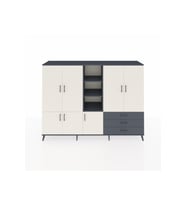 Hyperion Dolap 11 Raflı 3 Çekmeceli 7 Kapaklı 220x44x163 Antrasit-Aytaşı/Antrasit