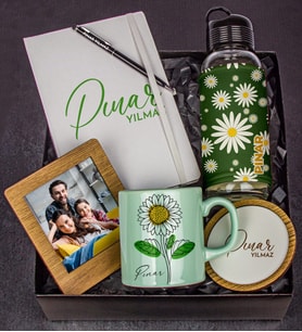 Motto Gift Kişiye Özel Fotoğraf Çerçeveli Ve Çiçek Tasarımlı Hediye Kutusu 110470