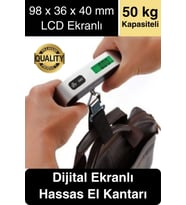 Taşınabilir Dijital Ekranlı Pilli El Kantarı Hassas Terazi Seyahat Yolculuk Bavul Çanta Tartı 50 Kg