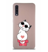Samsung Galaxy A50 Soft Premier Kapak Coolcat Tasarımlı Silikon Kılıf - Pudra (Şeffaf)
