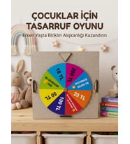Şans Çarklı Motivasyon Kutusu Günlük Tasarruf Challenge Oyun Ahşap Birikim Kumbarası