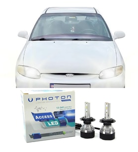 Hyundai Accent Yumurta Kasa Led Xenon Uzun Kısa Far Ampulü H4 Access Yeni Seri Beyaz 1995-1999