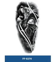 FF-270 ORTA BOY ASLAN VE SAVAŞCI DESEN GEÇİCİ DÖVME-TATTO