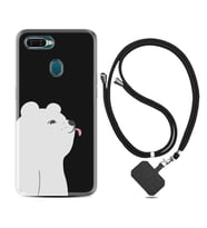 Oppo A5S A15 A16 A54 A55 A73 A74 Kılıf Boyun Askılı Silikon Panda Sevimli 1738