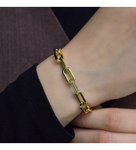 Sade Geniş Halka Zincir Bileklik (Gold)