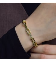 Sade Geniş Halka Zincir Bileklik (Gold)