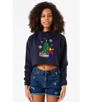 Lego Man Christmas Lacivert Kadın Crop Kapşonlu