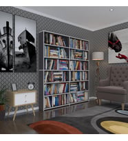 Kenzlife kitaplık süper ga 180*160*19 gri 6 katlı 2 bölme çift bölme opsiyonlu ofis mutfak banyo dolabı arkalıksız