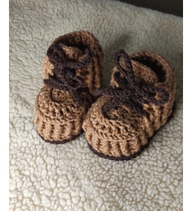 El Örgüsü Kahverengi Unisex Bebek Patiği - 0-12 Ay