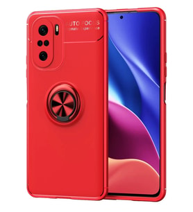 Poco F3 Kılıf Range Yüzüklü Silikon - Kırmızı