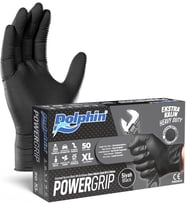 Dolphin Nitril PowerGrip Ekstra Kalın Elmas Dokulu Eldiven Siyah XL Büyük Boy - 50'li Paket