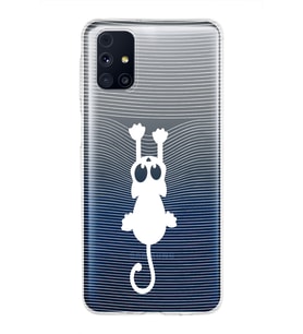 Samsung Galaxy M31s Kapak Mandala Kedi Tasarımlı Şeffaf Silikon Kılıf