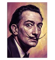 Salvador Dali Renkli Sürrealist Portre Dekoratif Kanvas - Mdf Ahşap Tablo