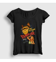Presmono Kadın Siyah Vampurr Vampir Hediye Kedi Kedili T-Shirt 483082tt