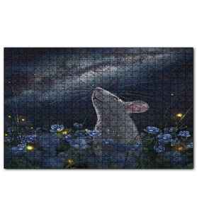 Cakapuzzle Menekşeler, Fare ve Samanyolu Puzzle Yapboz MDF (Ahşap) (120 Parça)