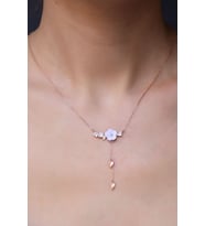 925 Ayar Gümüş Rose Kaplama Yasemin Çiçeği Kolye