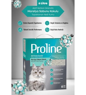 Aktif Karbon Granüllü & Marsilya Sabunu Kokulu Bentonit Kedi Kumu 6 Litre