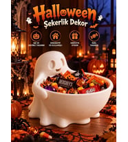 Halloween Cadılar Bayramı Dekoratif Hayalet Şekerlik Büyük Kase Masa Üstü Dekor