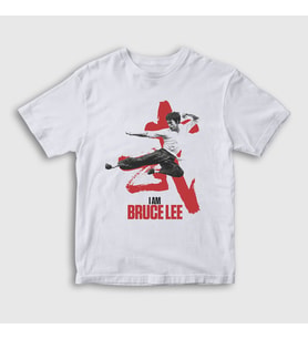 Presmono Unisex Çocuk Beyaz i am Bruce Lee T-Shirt 256809tt