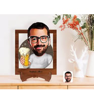 BK Gift Kişiye Özel Erkek Karikatürlü Ahşap Standlı 3D Biblo-51 (Beyaz)