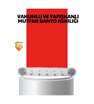 Vakumlu ve Yapışkanlı Mutfak Banyo Askılığı 5 Bölmeli Pratik Düzenleyici