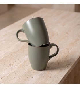 GÜRAL PORSELEN Barista 2li Yeşil Mat Porselen Kupa Seti