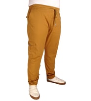 Mode XL Büyük Beden Pantolon Keten Kargo Jogger Milano 21912 Taba