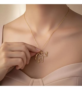 Kişiye Özel 925 Ayar Gümüş Sevimli Fil Kolye (Gold)