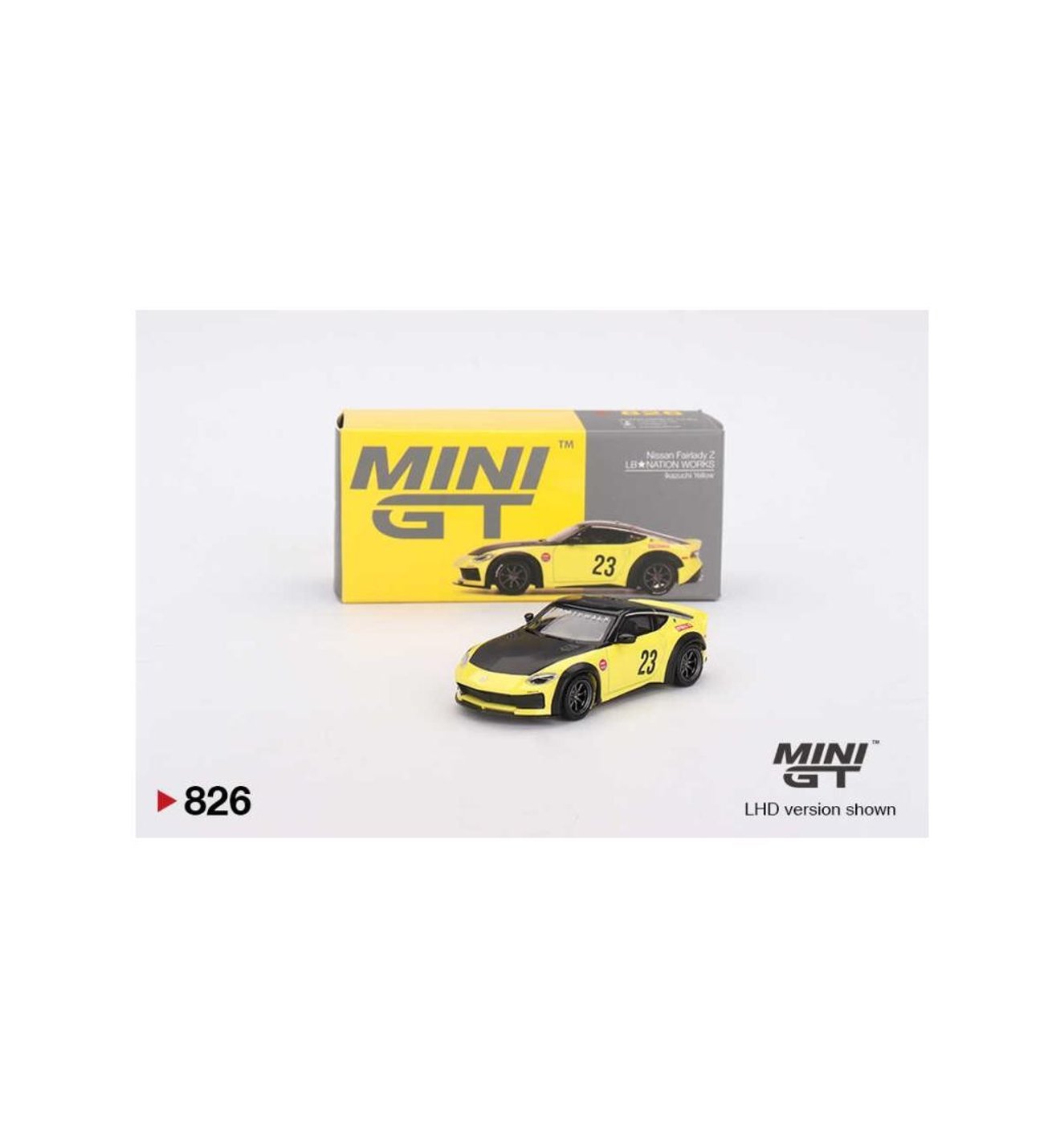 Mini GT 826 Nissan Z LB NATION WORKS Ikazuchi Yellow MGT00826-L 1