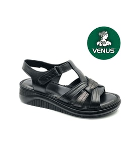 Venüs Andirigulle Hakiki Deri Comfort Ortopedik Kadın Sandalet (Siyah)
